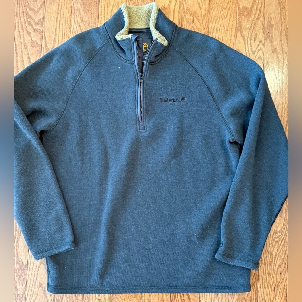 Vintage Timberland Pullover Men XXL Gray Quarter Zip Fleece Hiking Outdoors